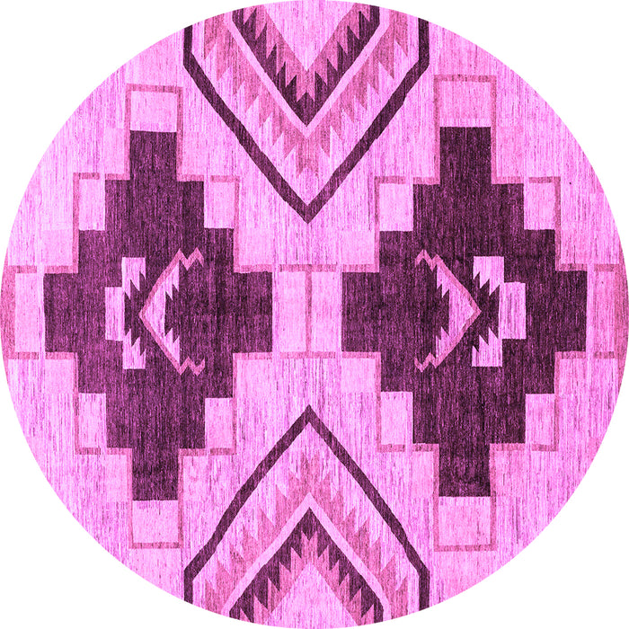 Round Machine Washable Southwestern Purple Country Area Rugs, wshabs3246pur
