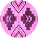 Round Machine Washable Southwestern Purple Country Area Rugs, wshabs3246pur