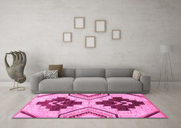 Machine Washable Southwestern Pink Country Rug in a Living Room, wshabs3246pnk
