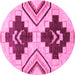 Round Machine Washable Southwestern Pink Country Rug, wshabs3246pnk