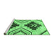 Sideview of Machine Washable Southwestern Emerald Green Country Area Rugs, wshabs3246emgrn