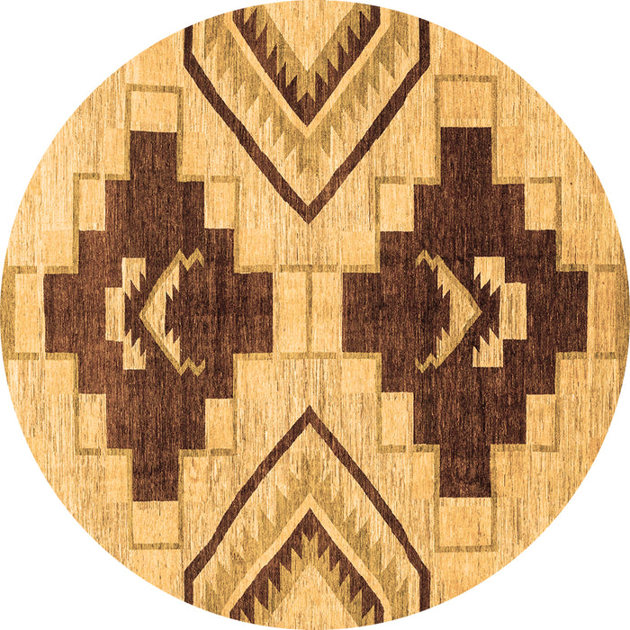 Round Southwestern Brown Country Rug, abs3246brn