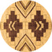 Round Southwestern Brown Country Rug, abs3246brn