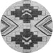 Round Machine Washable Southwestern Gray Country Rug, wshabs3246gry