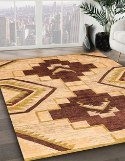Abstract Red Southwestern Rug in Family Room, abs3246