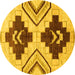 Round Southwestern Yellow Country Rug, abs3246yw