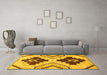 Machine Washable Southwestern Yellow Country Rug in a Living Room, wshabs3246yw