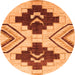 Round Machine Washable Southwestern Orange Country Area Rugs, wshabs3246org