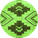 Round Southwestern Green Country Rug, abs3246grn