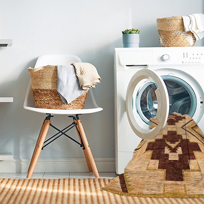 Machine Washable Abstract Red Rug in a Washing Machine, wshabs3246