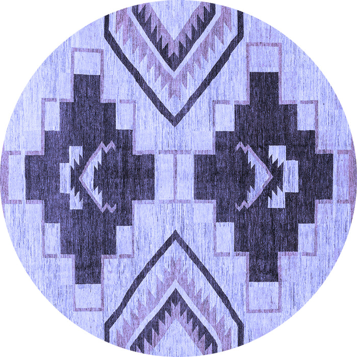 Round Southwestern Blue Country Rug, abs3246blu
