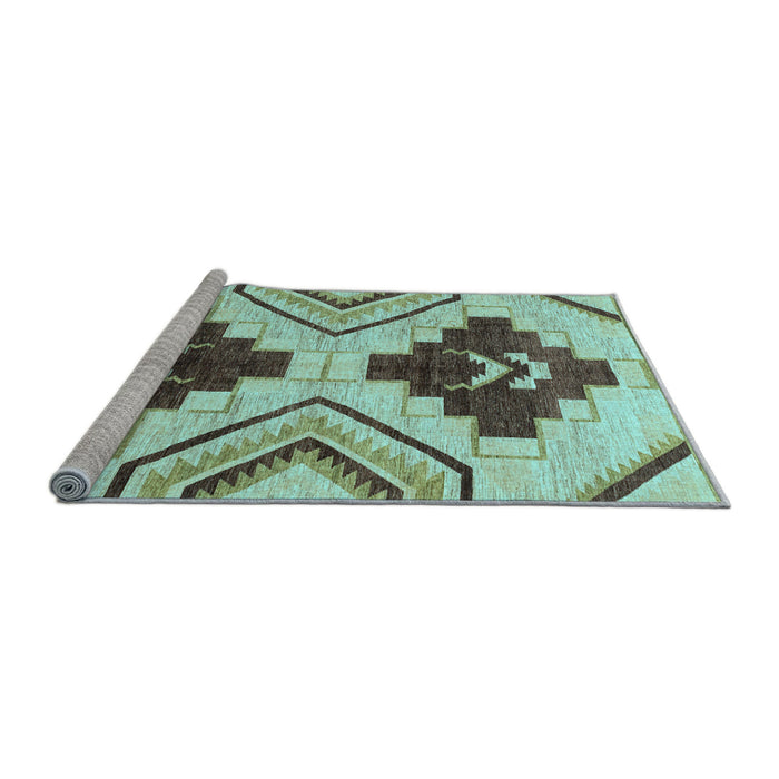 Sideview of Machine Washable Southwestern Light Blue Country Rug, wshabs3246lblu