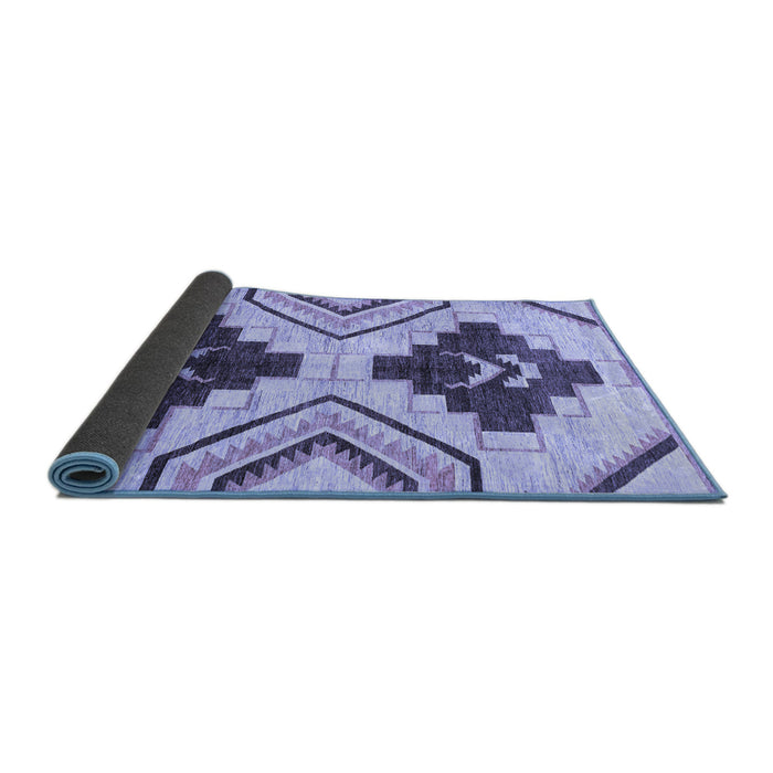 Sideview of Southwestern Blue Country Rug, abs3246blu
