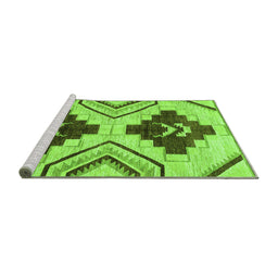 Sideview of Machine Washable Southwestern Green Country Area Rugs, wshabs3246grn