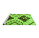 Sideview of Machine Washable Southwestern Green Country Area Rugs, wshabs3246grn