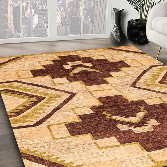 Machine Washable Abstract Red Rug in a Family Room, wshabs3246