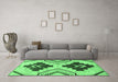 Machine Washable Southwestern Emerald Green Country Area Rugs in a Living Room,, wshabs3246emgrn