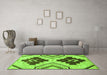 Machine Washable Southwestern Green Country Area Rugs in a Living Room,, wshabs3246grn