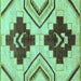 Square Southwestern Turquoise Country Rug, abs3246turq