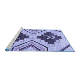 Sideview of Machine Washable Southwestern Blue Country Rug, wshabs3246blu