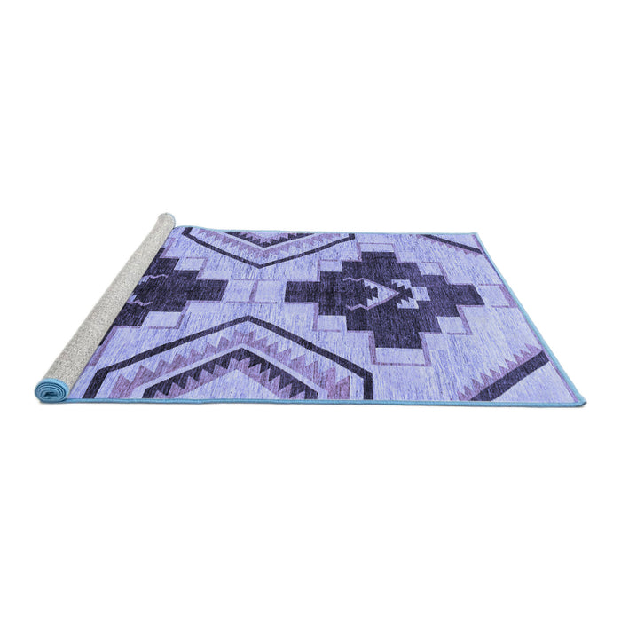 Sideview of Machine Washable Southwestern Blue Country Rug, wshabs3246blu