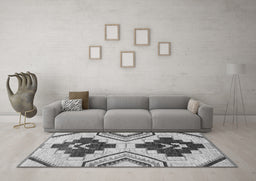 Machine Washable Southwestern Gray Country Rug in a Living Room,, wshabs3246gry