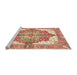 Sideview of Machine Washable Abstract Red Rug, wshabs3247