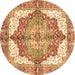 Round Machine Washable Persian Brown Traditional Rug, wshabs3247brn