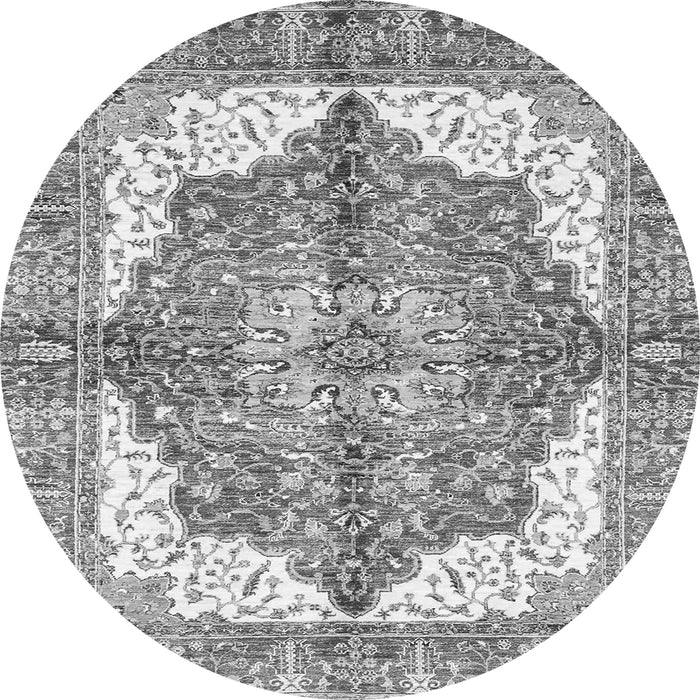 Round Machine Washable Persian Gray Traditional Rug, wshabs3247gry
