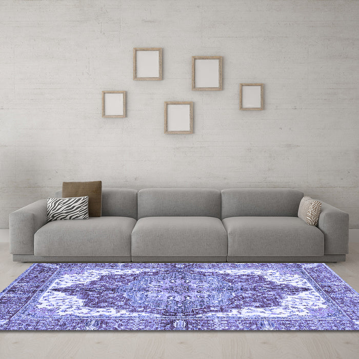 Machine Washable Persian Blue Traditional Rug in a Living Room, wshabs3247blu