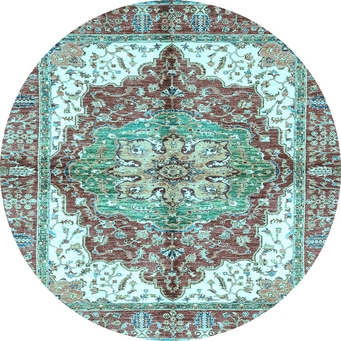 Round Persian Light Blue Traditional Rug, abs3247lblu