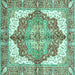 Square Machine Washable Persian Turquoise Traditional Area Rugs, wshabs3247turq