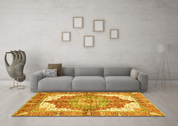 Machine Washable Persian Yellow Traditional Rug in a Living Room, wshabs3247yw