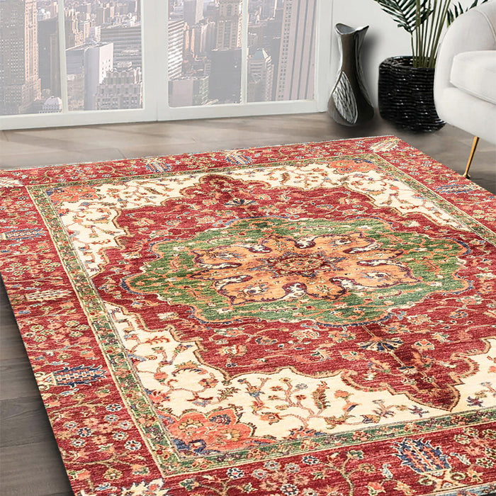 Abstract Red Persian Rug in Family Room, abs3247