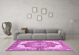 Machine Washable Persian Purple Traditional Area Rugs in a Living Room, wshabs3247pur