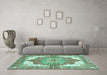 Machine Washable Persian Turquoise Traditional Area Rugs in a Living Room,, wshabs3247turq