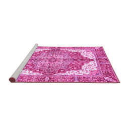 Sideview of Machine Washable Persian Pink Traditional Rug, wshabs3247pnk