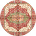 Round Machine Washable Abstract Red Rug, wshabs3247