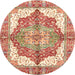 Round Abstract Red Persian Rug, abs3247