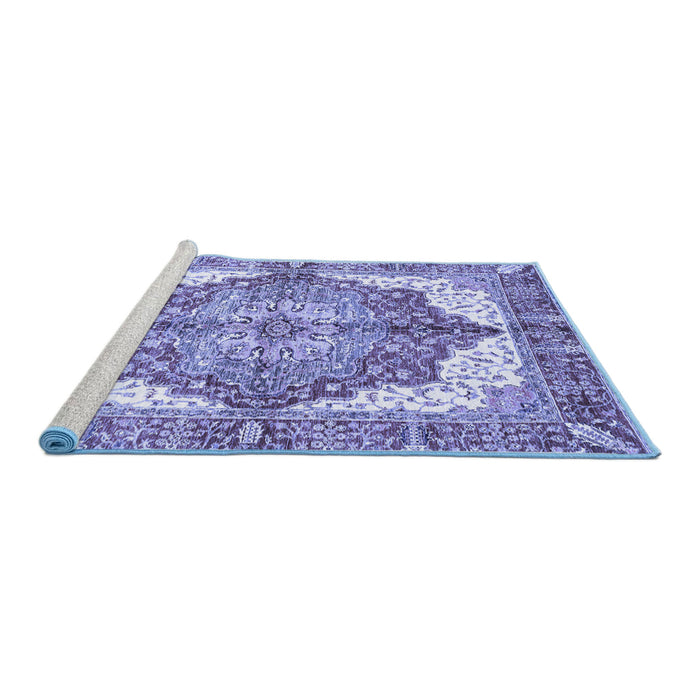 Sideview of Machine Washable Persian Blue Traditional Rug, wshabs3247blu