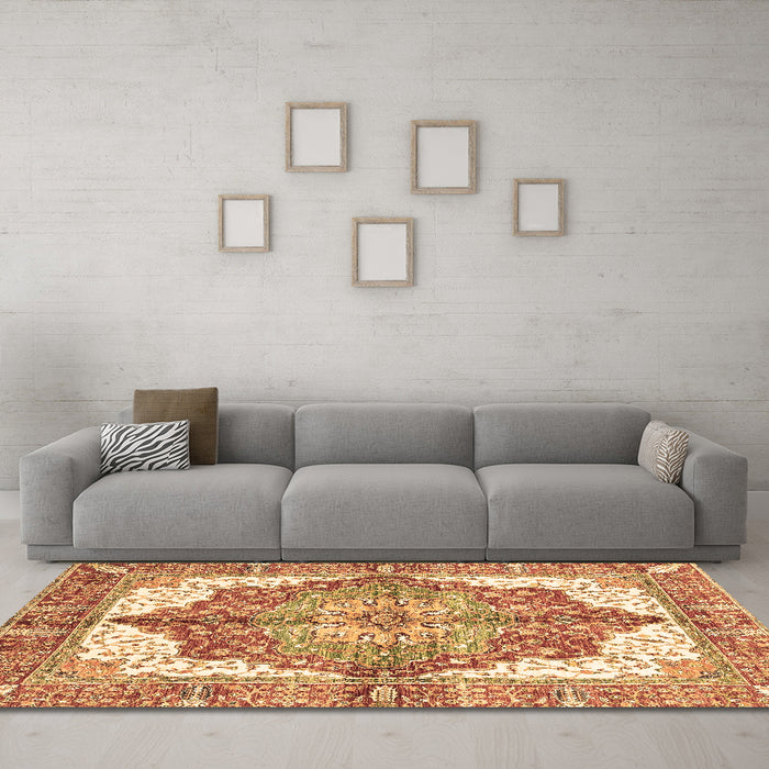 Machine Washable Persian Brown Traditional Rug in a Living Room,, wshabs3247brn