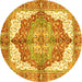 Round Machine Washable Persian Yellow Traditional Rug, wshabs3247yw