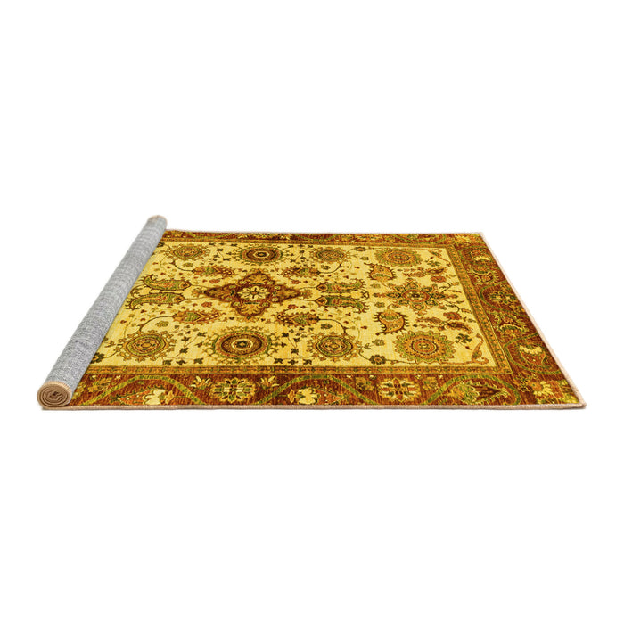 Sideview of Machine Washable Oriental Yellow Traditional Rug, wshabs3248yw