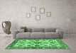 Machine Washable Oriental Emerald Green Traditional Area Rugs in a Living Room,, wshabs3248emgrn