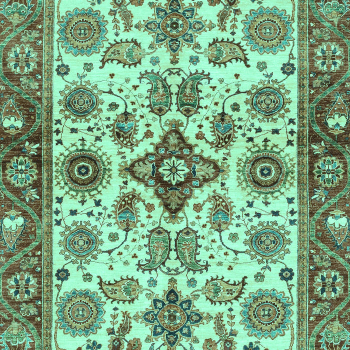 Machine Washable Oriental Turquoise Traditional Area Rugs, wshabs3248turq