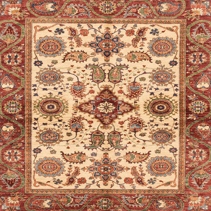 Square Abstract Sandy Brown Oriental Rug, abs3248
