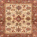 Square Abstract Sandy Brown Oriental Rug, abs3248