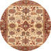 Round Abstract Sandy Brown Oriental Rug, abs3248