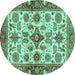 Round Oriental Turquoise Traditional Rug, abs3248turq