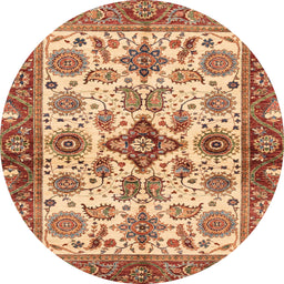 Round Machine Washable Abstract Sandy Brown Rug, wshabs3248